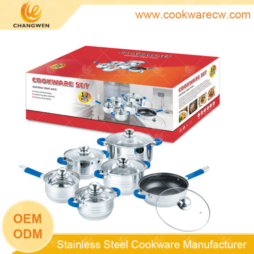 acero inoxidable cacerolas sartén antiadherente juego de baterías de cocina cocción batería de cocina fábrica CW-M1401G