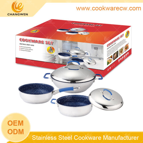 Recubrimiento de sartenes antiadherentes sarten wok chino manijas y perillas de alambre de acero inoxidable con cubierta de silicona tapa de material de alta calidad CW-M0502G