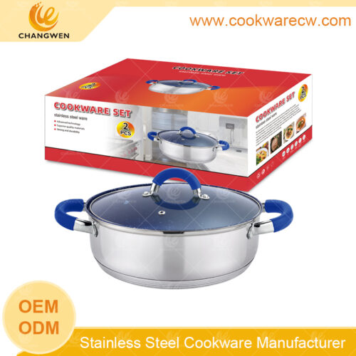 Material de acero inoxidable de alta calidad, 2 uds., cacerola, olla de cocina con fondo de inducción de 5 escalones, olla arrocera, olla baja CW-M0204